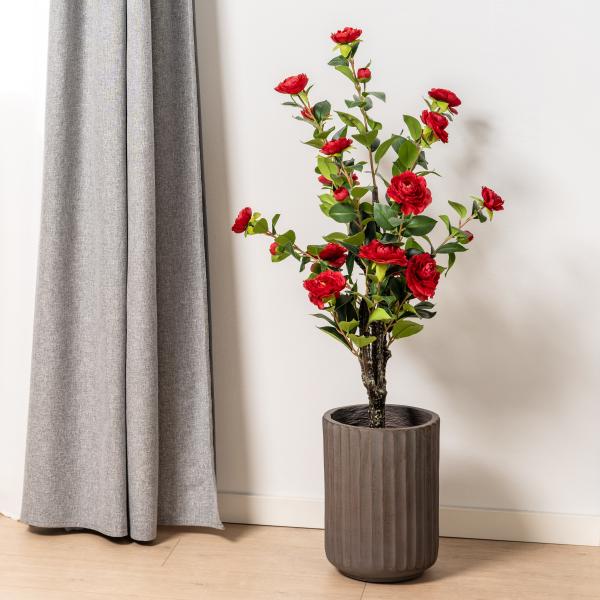 Kunstig kamelia japansk rosetræ rød 90 cm