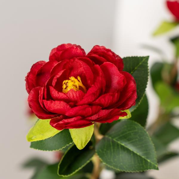 Kunstig kamelia japansk rosetræ rød 90 cm