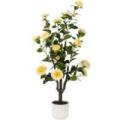 Kunstig kamelia japansk rosetræ gul 90 cm