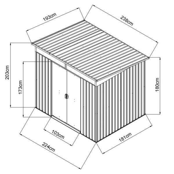 Redskabsskur stål antracit 4.5m2
