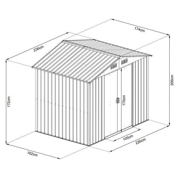 Redskabsskur stål antracit 4.1m2