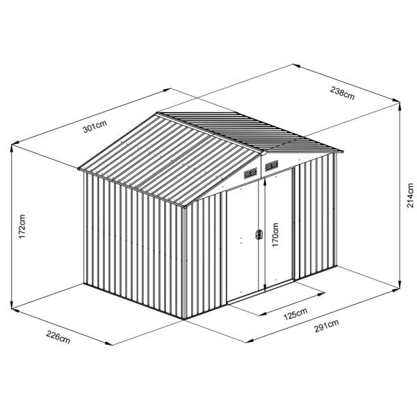 Redskabsskur stål antracit 7.2m2