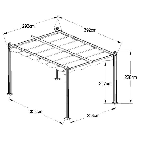 Essence manuel pergola med dug 12m2