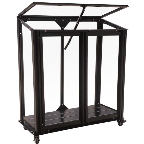 Minidrivhus med hjul poly sort 67,6x33,2x69cm