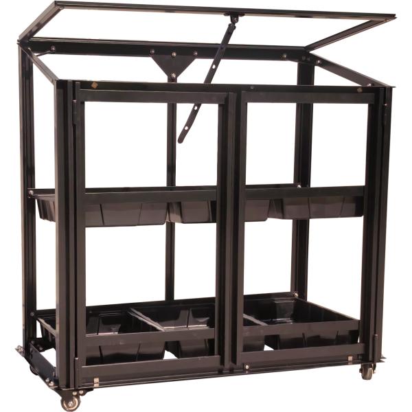 Minidrivhus med såbakker poly sort 77,6x41,5x71,1cm