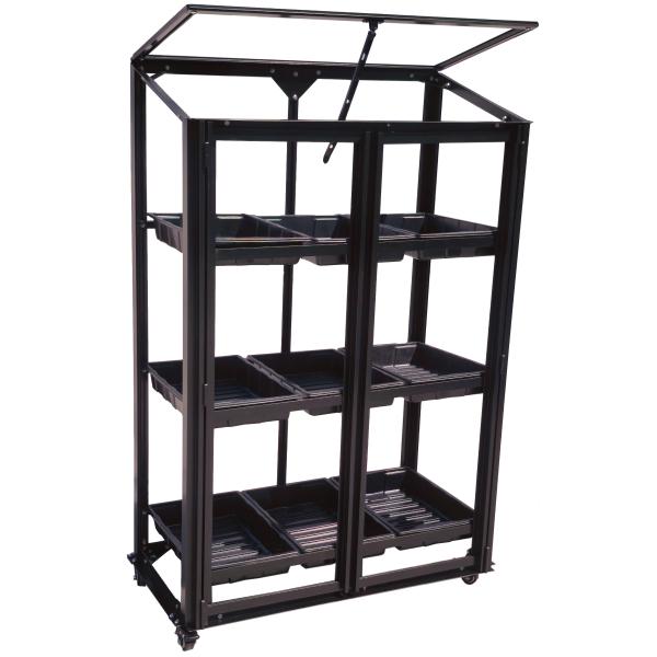 Minidrivhus med såbakker poly sort 77,6x41,5x111,1cm