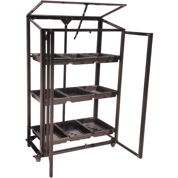 Minidrivhus med såbakker poly sort 77,6x41,5x111,1cm