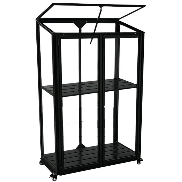 Minidrivhus med hjul poly sort 77,6x41,5x111,1cm.