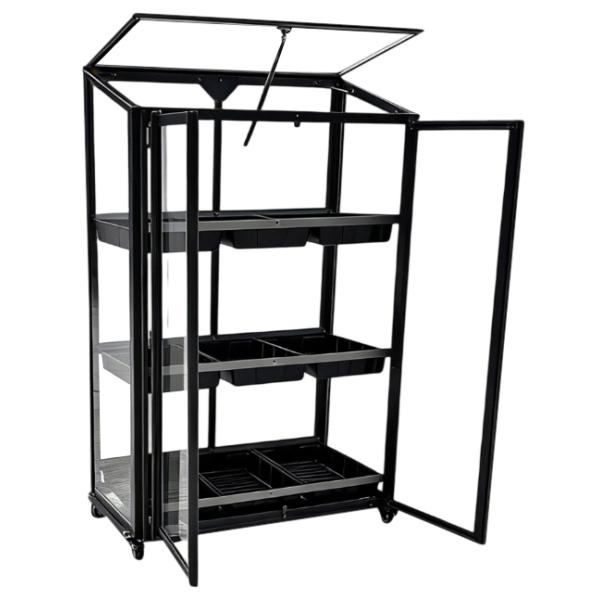 Minidrivhus med hjul poly sort 77,6x41,5x111,1cm.