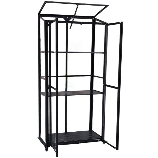 Minidrivhus poly sort 77,6x41,5x151,1cm