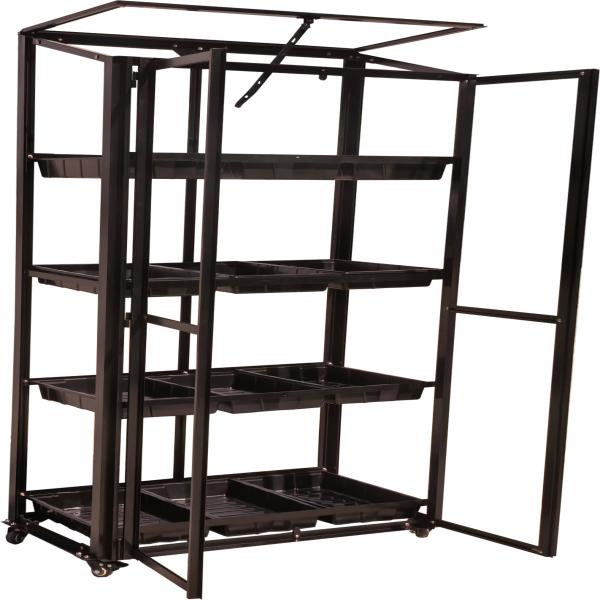 Minidrivhus med såbakker poly sort 77,6x41,5x151,1cm