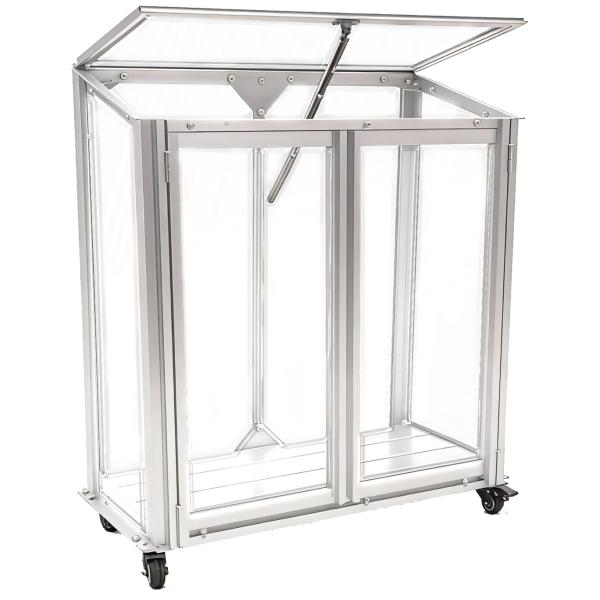 Minidrivhus med hjul poly sølv 67,6x33,2x69cm