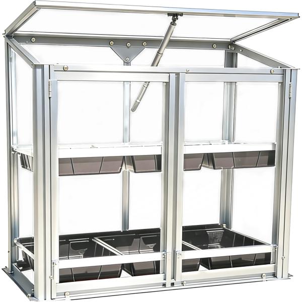 Minidrivhus med såbakker poly sølv 77,6x41,5x71,1cm