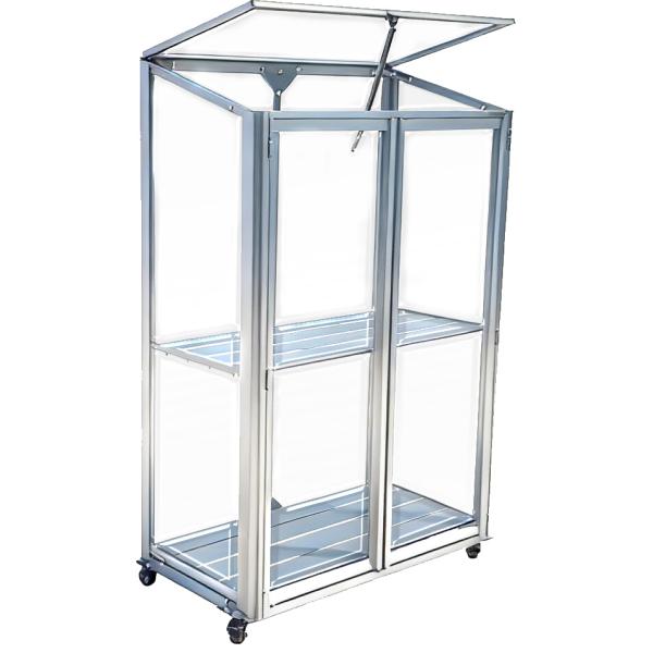 Minidrivhus med hjul poly sølv 77,6x41,5x111,1cm