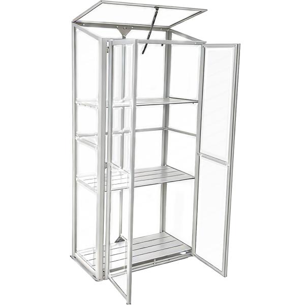 Minidrivhus poly sølv 77,6x41,5x151,1cm