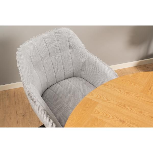 Laura med drejefunktion imiteret pels lysegrå/sort