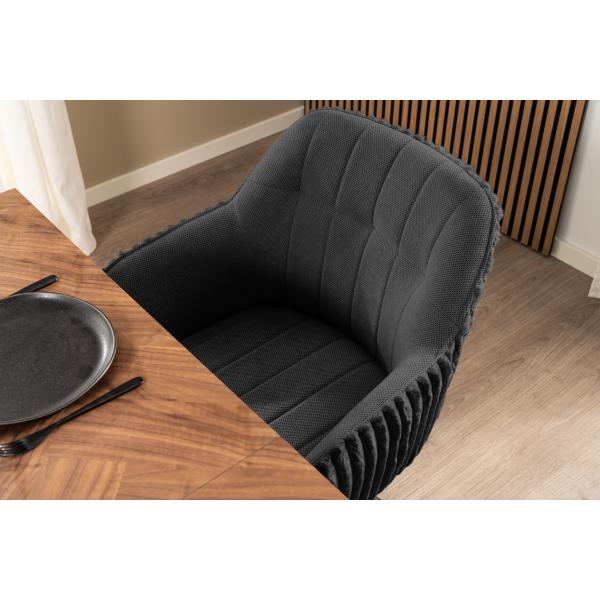 Laura med drejefunktion imiteret pels mørkegrå/sort