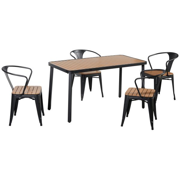 LaCroix havemøbelsæt sort/træ