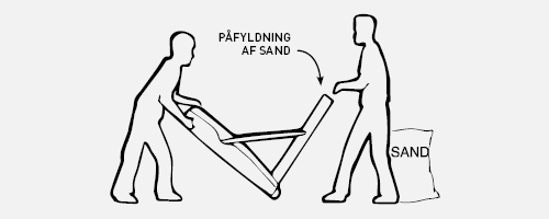 påfyldning af sand på basketstander påfyldning af sand på basketstander